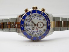 YachtMaster II 116681 Blue Ceramic Bezel SS/RG KF 1:1 Best Edition White Dial on Bracelet A7750