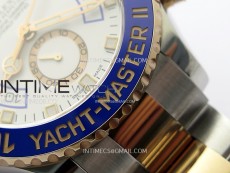 YachtMaster II 116681 Blue Ceramic Bezel SS/RG KF 1:1 Best Edition White Dial on Bracelet A7750