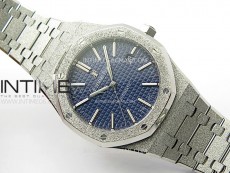 Royal Oak 41mm 15410 Frosted SS ZF 1:1 Best Edition Blue Textured Dial on SS Bracelet SA3120 Super Clone