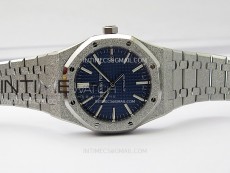 Royal Oak 41mm 15410 Frosted SS ZF 1:1 Best Edition Blue Textured Dial on SS Bracelet SA3120 Super Clone