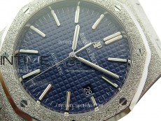 Royal Oak 41mm 15410 Frosted SS ZF 1:1 Best Edition Blue Textured Dial on SS Bracelet SA3120 Super Clone