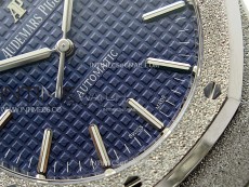Royal Oak 41mm 15410 Frosted SS ZF 1:1 Best Edition Blue Textured Dial on SS Bracelet SA3120 Super Clone