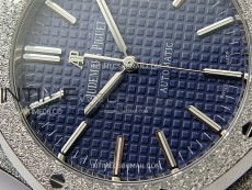 Royal Oak 41mm 15410 Frosted SS ZF 1:1 Best Edition Blue Textured Dial on SS Bracelet SA3120 Super Clone