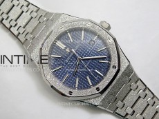 Royal Oak 41mm 15410 Frosted SS ZF 1:1 Best Edition Blue Textured Dial on SS Bracelet SA3120 Super Clone