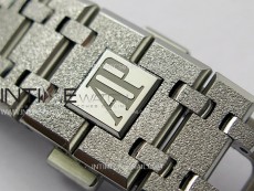 Royal Oak 41mm 15410 Frosted SS ZF 1:1 Best Edition Blue Textured Dial on SS Bracelet SA3120 Super Clone