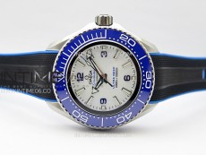 Seamaster 6000M Ultra Deep SS TF 1:1 Best Edition White Dial Blue Ceramic Bezel on Black Rubber Strap A2824