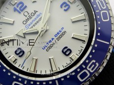 Seamaster 6000M Ultra Deep SS TF 1:1 Best Edition White Dial Blue Ceramic Bezel on Black Rubber Strap A2824