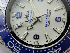 Seamaster 6000M Ultra Deep SS TF 1:1 Best Edition White Dial Blue Ceramic Bezel on Black Rubber Strap A2824