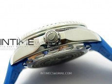 Seamaster 6000M Ultra Deep SS TF 1:1 Best Edition White Dial Blue Ceramic Bezel on Black Rubber Strap A2824