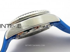 Seamaster 6000M Ultra Deep SS TF 1:1 Best Edition White Dial Blue Ceramic Bezel on Black Rubber Strap A2824