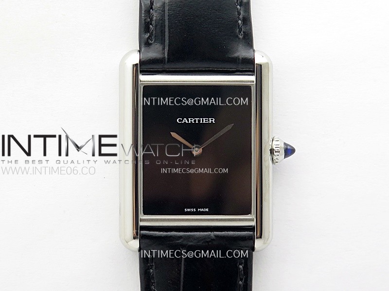 Tank Louis Ladies 25mm SS 8848F 1:1 Best Edition Black Dial on Black Leather Strap Ronda Quartz