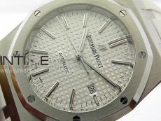 Royal Oak 41mm 15400 SS APSF 1:1 Best Edition White Textured Dial on Black Rubber Strap SA3120 Super Clone V3