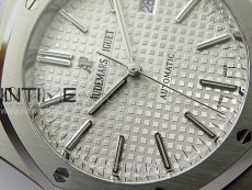 Royal Oak 41mm 15400 SS APSF 1:1 Best Edition White Textured Dial on Black Rubber Strap SA3120 Super Clone V3