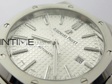 Royal Oak 41mm 15400 SS APSF 1:1 Best Edition White Textured Dial on Black Rubber Strap SA3120 Super Clone V3