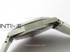 Royal Oak 41mm 15400 SS APSF 1:1 Best Edition White Textured Dial on Black Rubber Strap SA3120 Super Clone V3