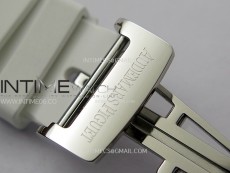 Royal Oak 41mm 15400 SS APSF 1:1 Best Edition White Textured Dial on Black Rubber Strap SA3120 Super Clone V3