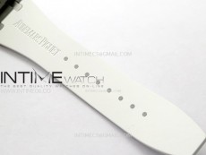 Royal Oak 41mm 15400 SS APSF 1:1 Best Edition White Textured Dial on Black Rubber Strap SA3120 Super Clone V3