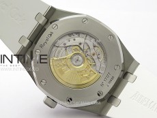 Royal Oak 41mm 15400 SS APSF 1:1 Best Edition White Textured Dial on Black Rubber Strap SA3120 Super Clone V3