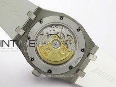 Royal Oak 41mm 15400 SS APSF 1:1 Best Edition White Textured Dial on Black Rubber Strap SA3120 Super Clone V3