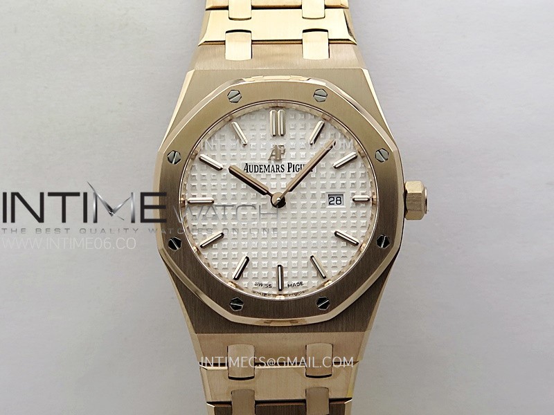Lady Royal Oak 33mm 67651 RG ZF 1:1 Best Edition White Textured Dial on RG Bracelet RONDA Quartz Lady Royal Oak 33mm 67651 RG ZF 1:1 Best Edition White Textured Dial on RG Bracelet RONDA Quartz