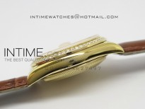 DayDate YG 36mm Gold Dial Diamond Bezel On Leather Strap