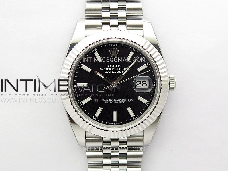DateJust 41mm 126334 904 SS AR+F V2 1:1 Best Edition Black Dial Sticks Markers on Jubilee Bracelet DD3235