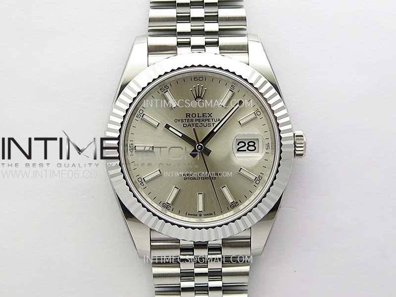 DateJust 41mm 126334 904 SS AR+F V2 1:1 Best Edition Silver Dial Sticks Markers on Jubilee Bracelet DD3235