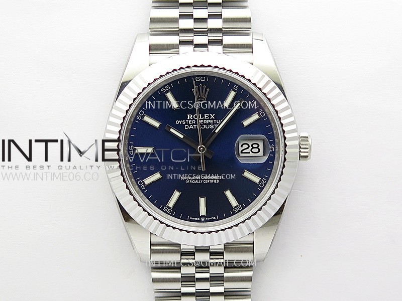 DateJust 41mm 126334 904 SS AR+F V2 1:1 Best Edition Blue Dial Sticks Markers on Jubilee Bracelet DD3235
