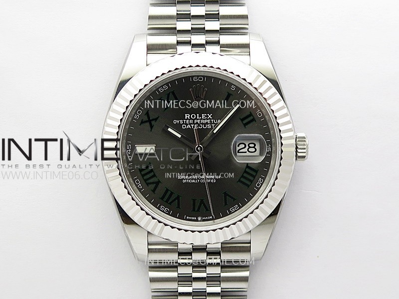 DateJust 41mm 126334 904 SS ONE Factory V2 1:1 Best Edition Gray Dial Roman Markers on Jubilee Bracelet DD3235