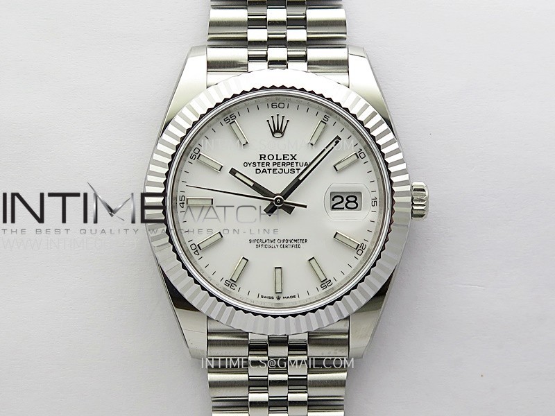 DateJust 41mm 126334 904 SS AR+F V2 1:1 Best Edition White Dial Sticks Markers on Jubilee Bracelet DD3235