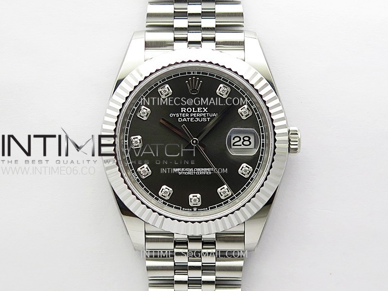 DateJust 41mm 126334 904 SS ONE Factory V2 1:1 Best Edition Rhodium Dial Diamonds Markers on Jubilee Bracelet DD3235
