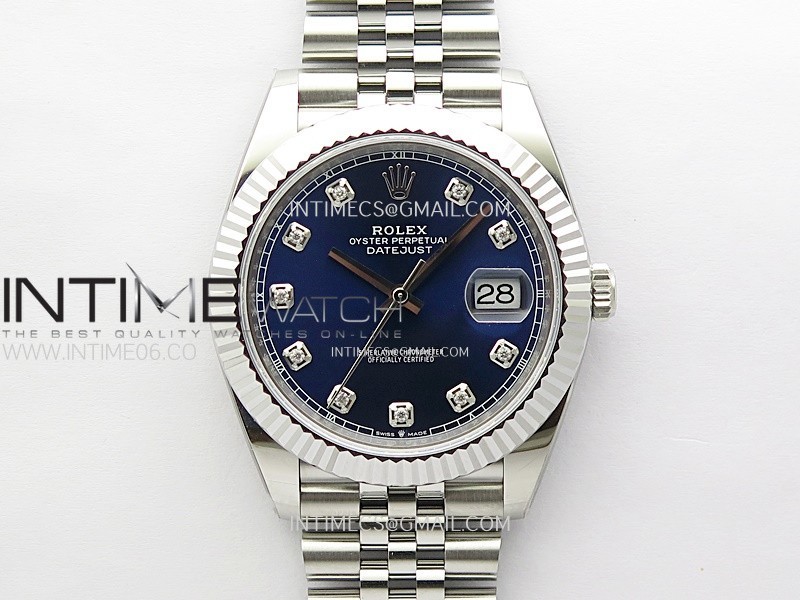 DateJust 41mm 126334 904 SS ONE Factory V2 1:1 Best Edition Blue Dial Diamonds Markers on Jubilee Bracelet DD3235
