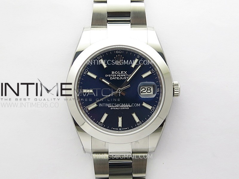 DateJust 41mm 126300 904 SS AR+F V2 1:1 Best Edition Blue Dial Sticks Markers on Oyster Bracelet DD3235
