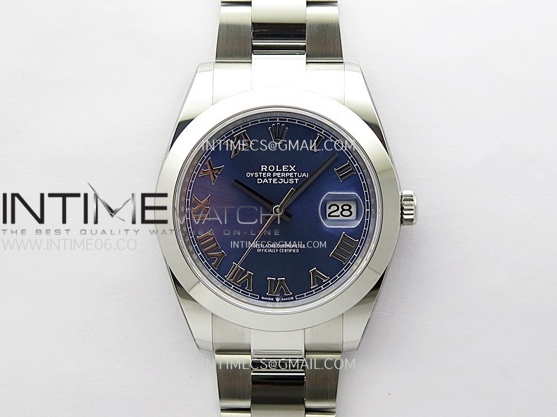 DateJust 41mm 126300 904 SS ONE Factory V2 1:1 Best Edition Blue Dial Roman Markers on Oyster Bracelet DD3235