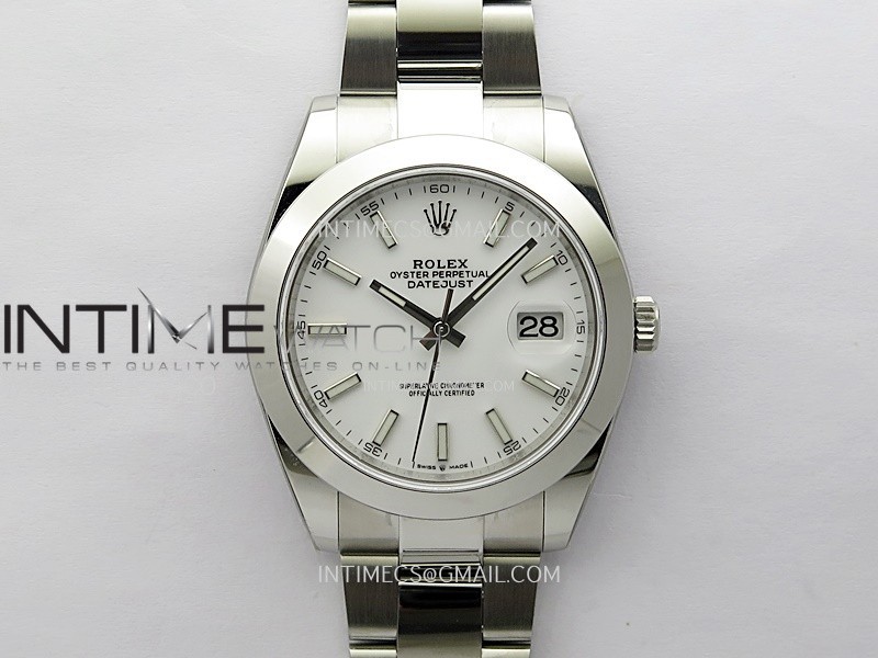 DateJust 41mm 126300 904 SS AR+F V2 1:1 Best Edition White Dial Sticks Markers on Oyster Bracelet DD3235