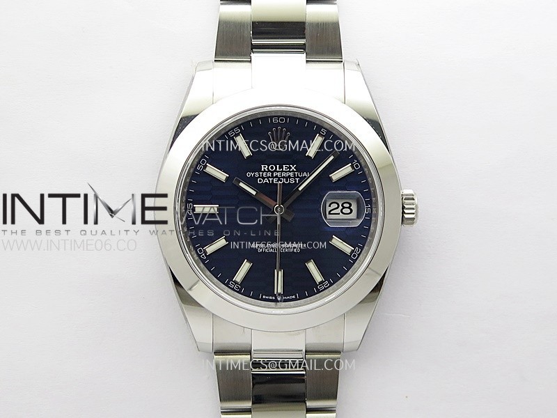 DateJust 41mm 126300 904 SS ONE Factory V2 1:1 Best Edition Fluted Blue Dial Sticks Markers on Oyster Bracelet DD3235