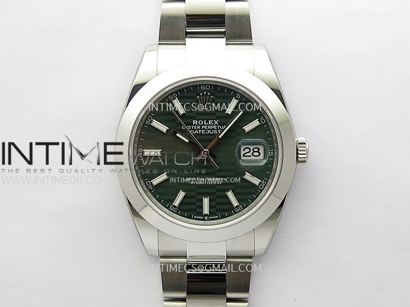 DateJust 41mm 126300 904 SS AR+F V2 1:1 Best Edition Fluted Green Dial Stick Markers on Oyster Bracelet DD3235