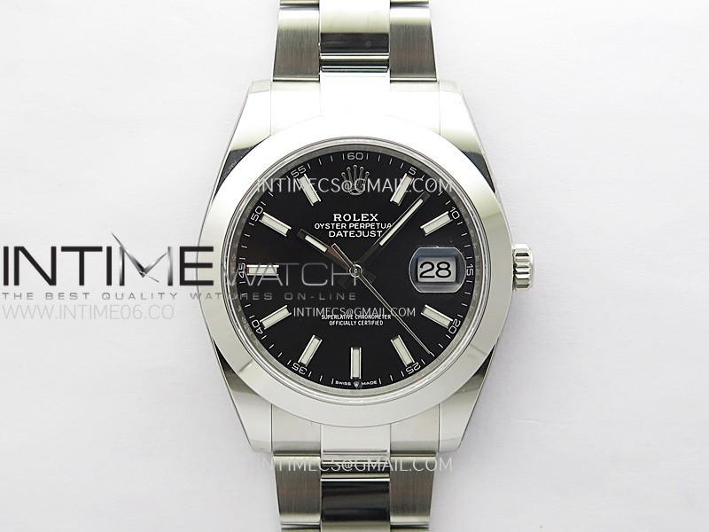 DateJust 41mm 126300 904 SS ONE Factory V2 1:1 Best Edition Black Dial Stick Markers on Oyster Bracelet DD3235
