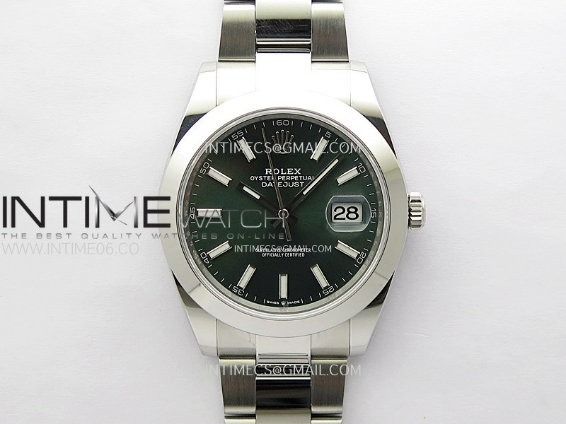 DateJust 41mm 126300 904 SS AR+F V2 1:1 Best Edition Green Dial Stick Markers on Oyster Bracelet DD3235