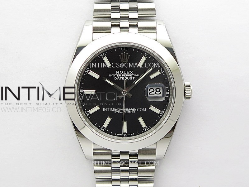 DateJust 41mm 126300 904 SS AR+F V2 1:1 Best Edition Black Dial Sticks Markers on Jubilee Bracelet DD3235