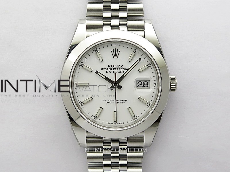 DateJust 41mm 126300 904 SS AR+F V2 1:1 Best Edition White Dial Sticks Markers on Jubilee Bracelet DD3235