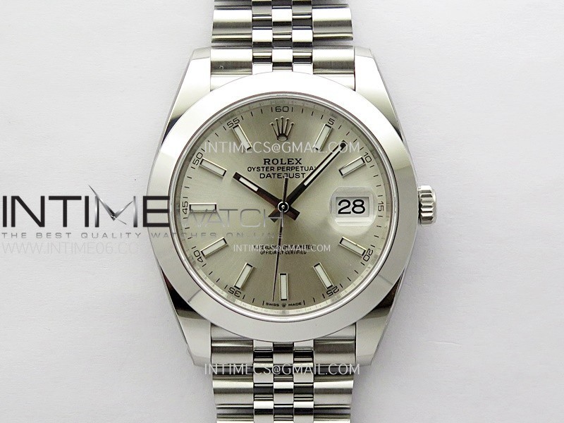 DateJust 41mm 126300 904 SS AR+F V2 1:1 Best Edition Silver Dial Sticks Markers on Jubilee Bracelet DD3235
