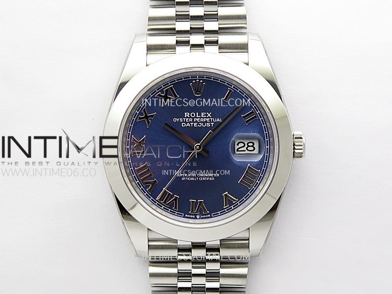 DateJust 41mm 126300 904 SS ONE Factory V2 1:1 Best Edition Blue Dial Roman Markers on Jubilee Bracelet DD3235