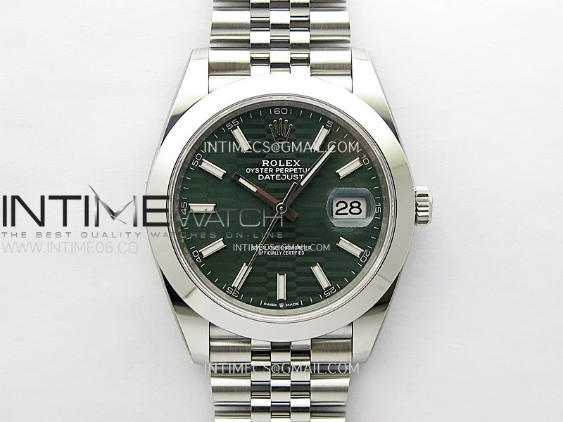 DateJust 41mm 126300 904 SS AR+F V2 1:1 Best Edition Fluted Green Dial Sticks Markers on Jubilee Bracelet DD3235