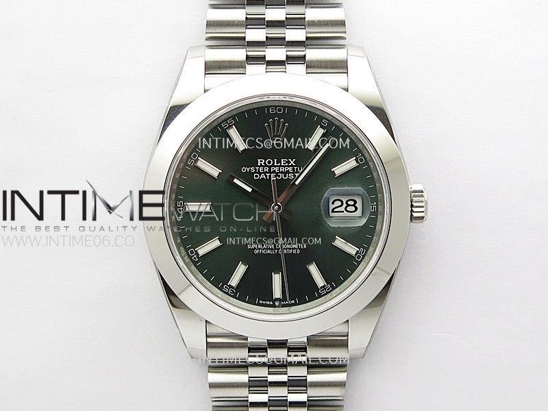DateJust 41mm 126300 904 SS ONE Factory V2 1:1 Best Edition Green Dial Sticks Markers on Jubilee Bracelet DD3235