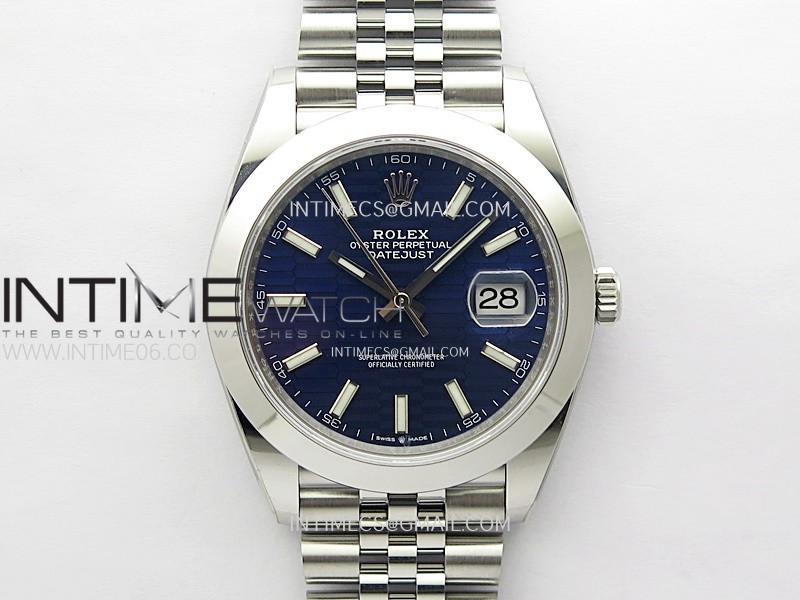 DateJust 41mm 126300 904 SS ONE Factory V2 1:1 Best Edition Fluted Blue Dial Sticks Markers on Jubilee Bracelet DD3235