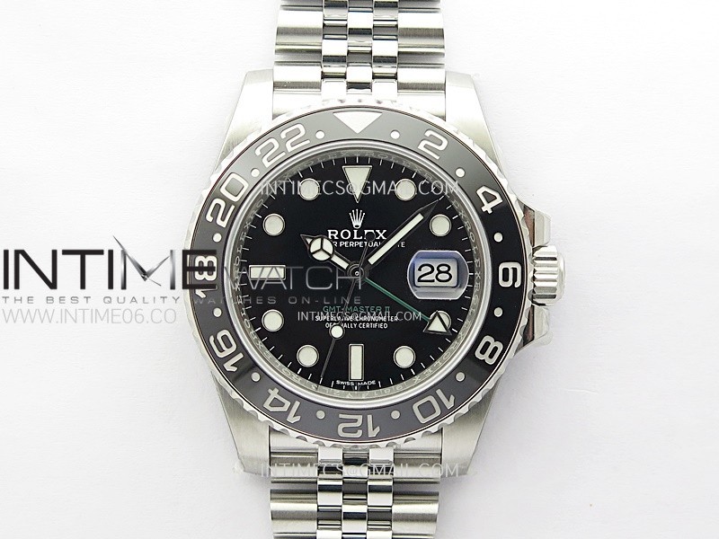 GMT Master II V2 116710 LN 904L SS ONE Factory 1:1 Best Edition Black Dial on Jubilee Bracelet DD3285 CHS