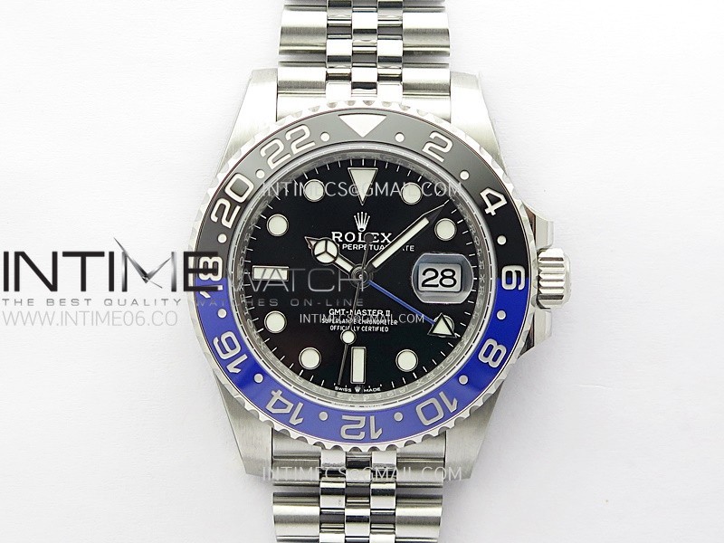 GMT Master II V2 126710 BLNR Blue/Black Ceramic 904L SS AR+F 1:1 Best Edition Black Dial on Jubilee Bracelet DD3285 CHS