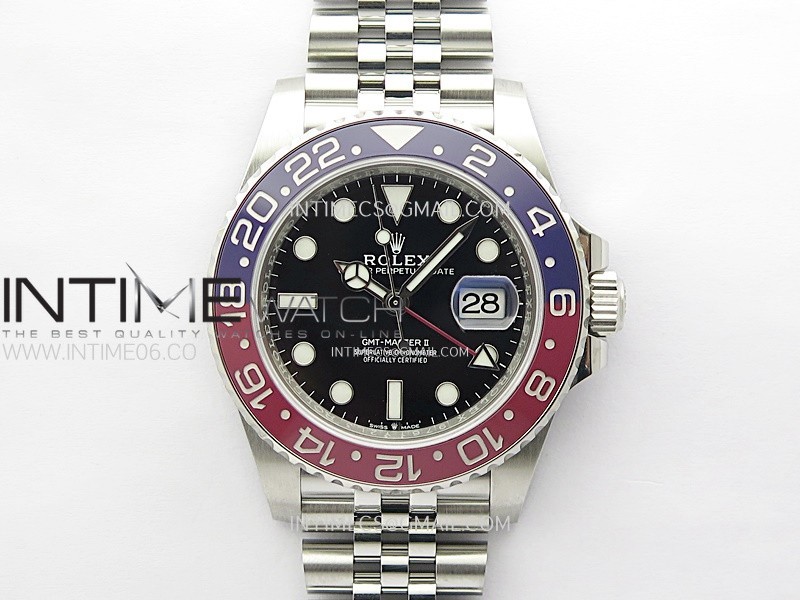GMT-Master II V2 126710 BLRO Blue/Red Ceramic ONE Factory 1:1 Best Edition Black Dial on Jubilee Bracelet DD3285 CHS