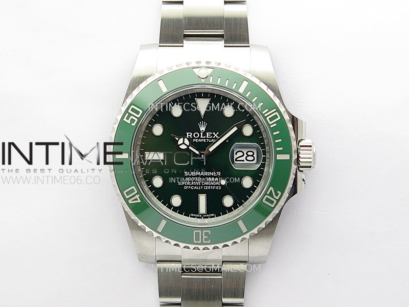 Submariner 40mm 116610 LV Green Ceramic 904L Steel ONE Factory 1:1 Best Edition Green Dial On 904L SS Bracelet VR3135